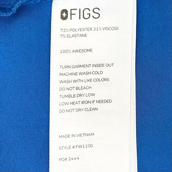 Figs Casma Royal Blue Short Sleeve Three-Pocket Scrub Top - Picture 9 of 9